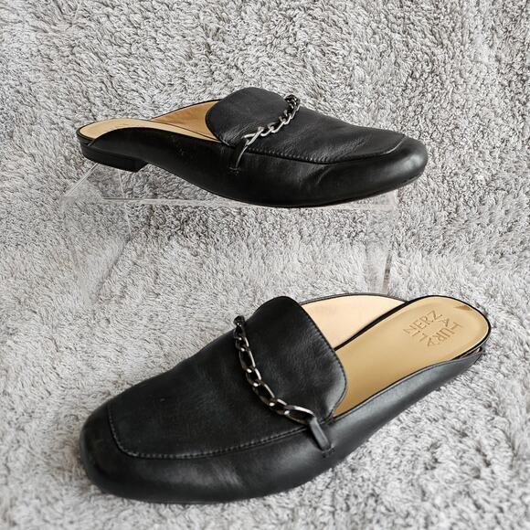 Naturalizer Women Leather Emiline Slip On Mules Flats Size 9M Black Comfort Boho - Picture 1 of 6